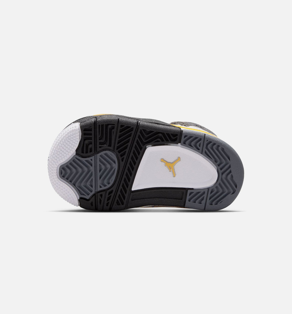 Air Jordan 4 Retro Rare Air Tour Yellow Infant & Toddler Sneakers - White/Dark Blue Grey/Black/Tour Yellow