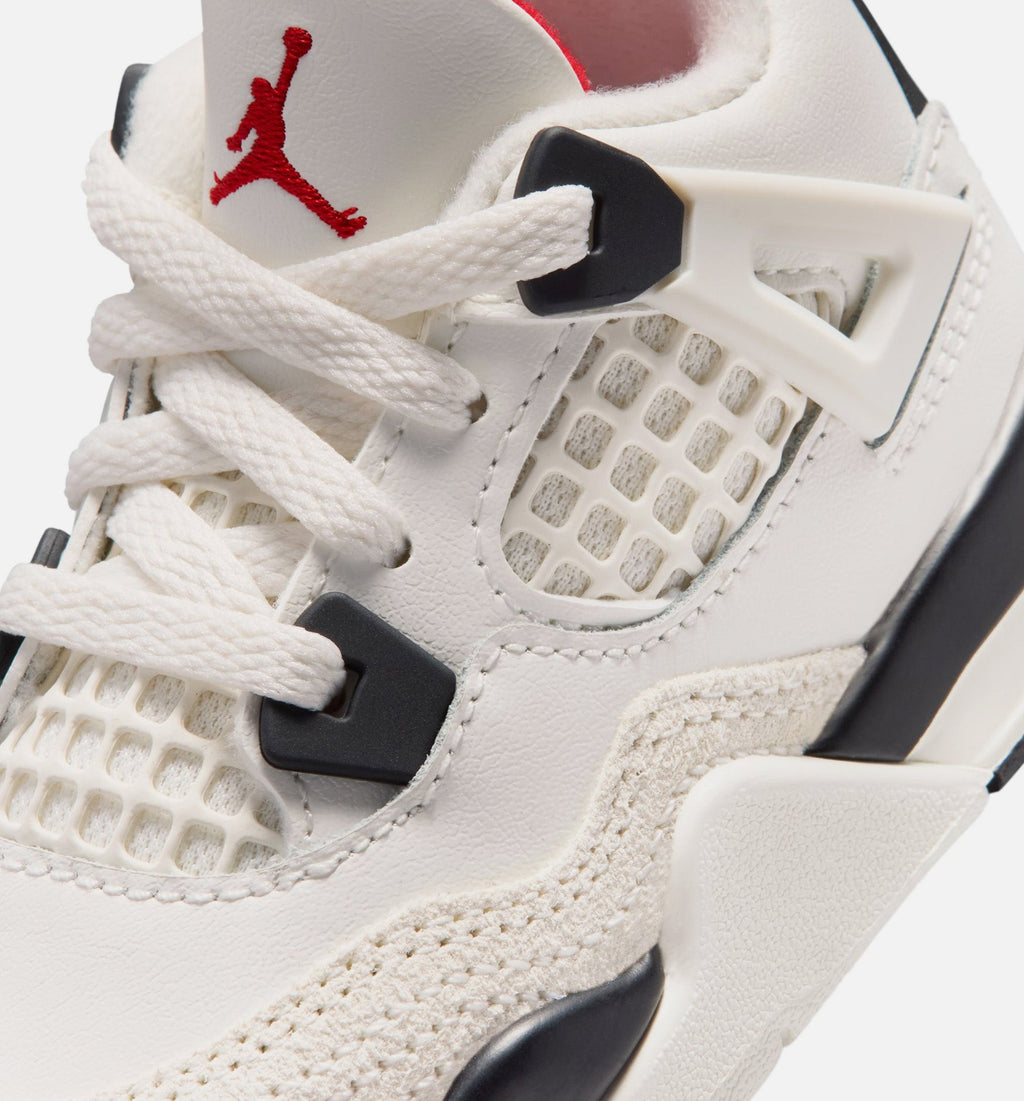 Air Jordan 4 Retro Flight Club Infant & Toddler Sneakers - Sail/Black/University Red