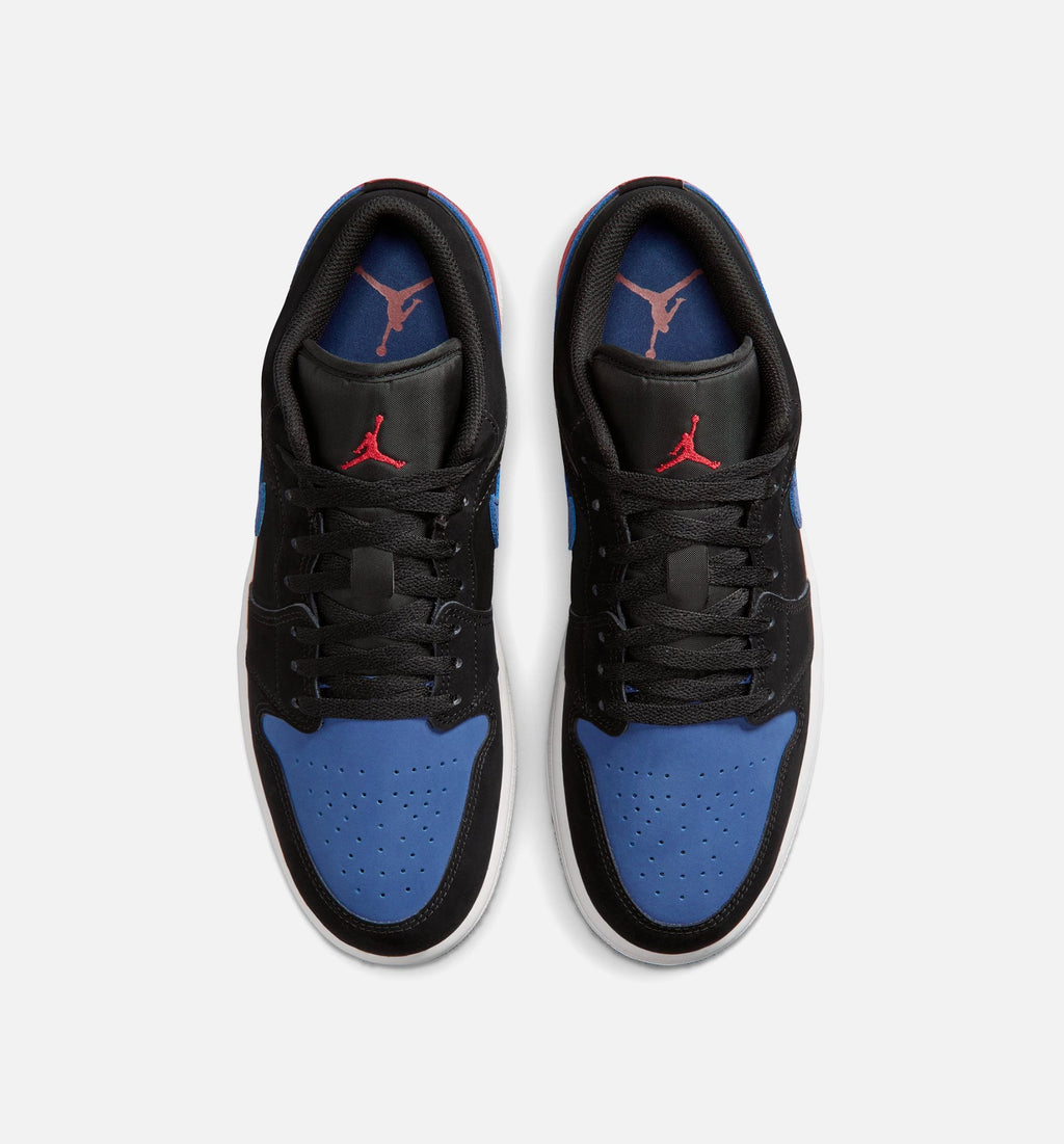 Air Jordan 1 Low Men's Lifestyle Sneakers - Black/White/True Blue/Red