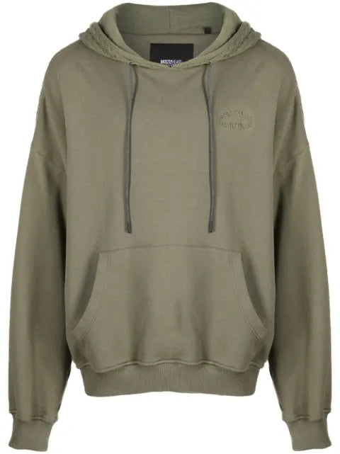 Mostly Heard Rarely Seen logo-embroidered panelled cotton hoodie