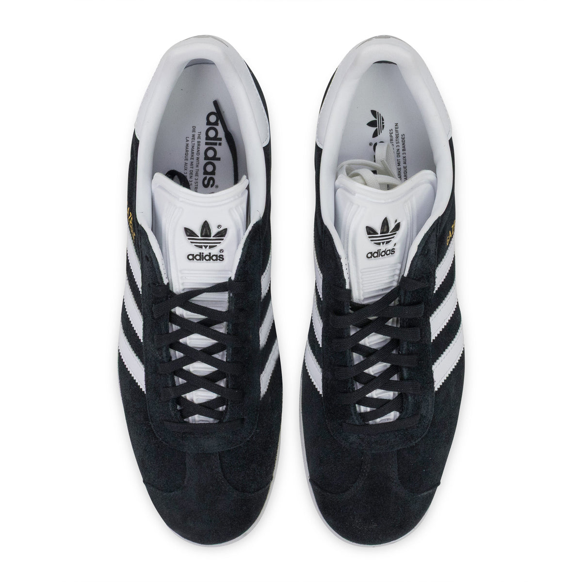 BLACK/WHITE/GOLD GAZELLE SNEAKERS