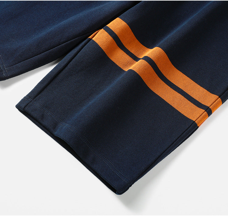 Thom Browne Style Athletic Cotton Shorts with Signature Four-Bar Detail