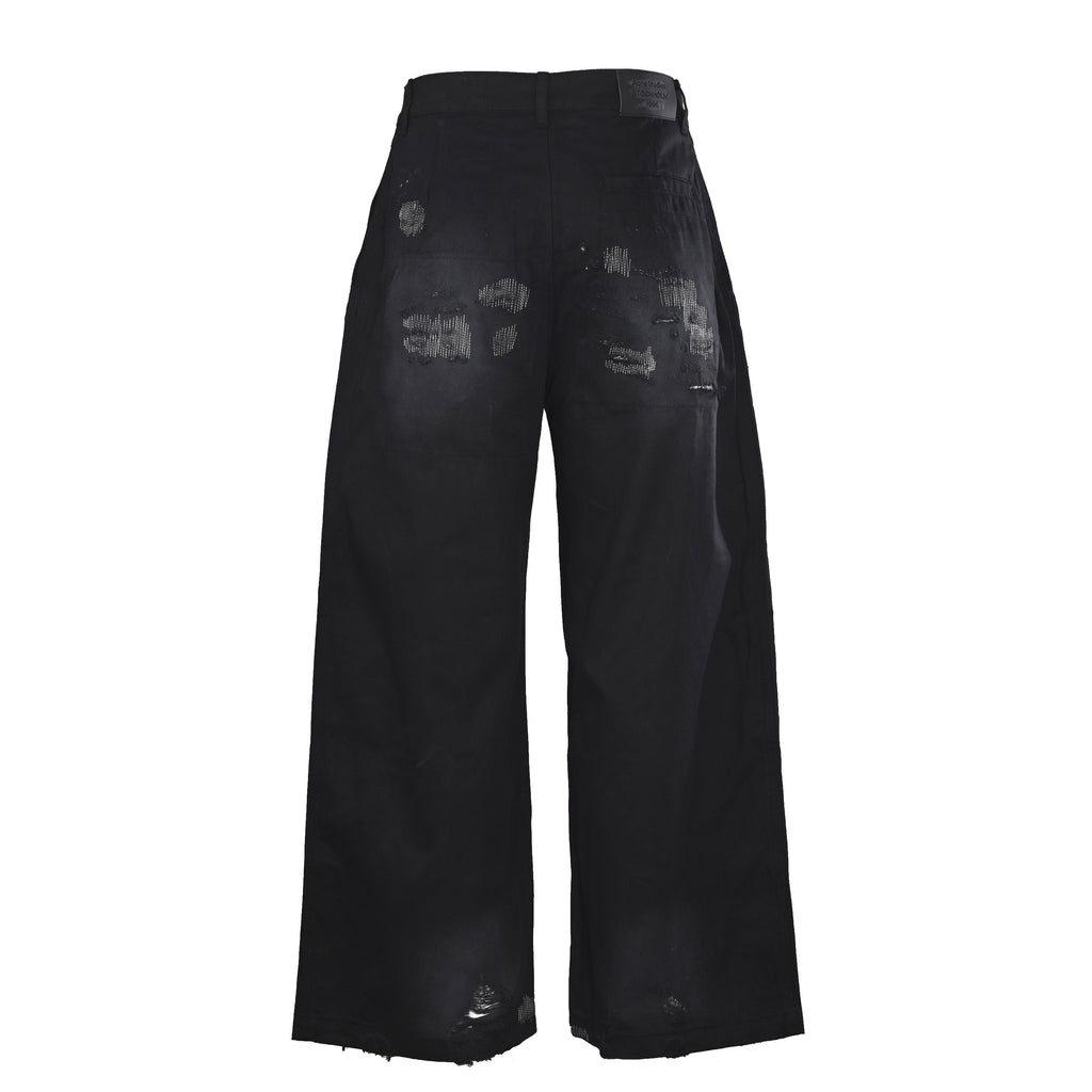 Acne Studios Patch‑Repair Distressed Wide‑Leg Jeans