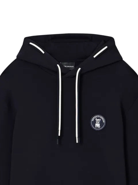 Emporio Armani drawstring logo-patch hoodie