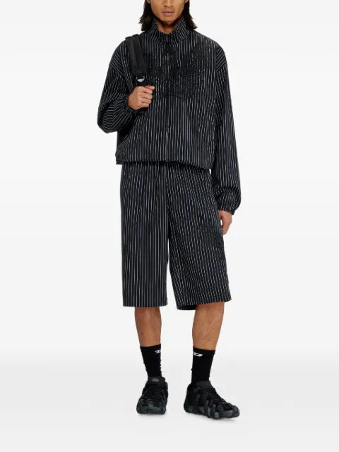 Diesel pinstripe Phoenix-embroidered jacket