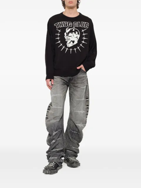 THUG CLUB TC Riding Skull knit sweater