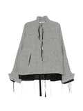 midorikawa frayed zip-up shirt jacket