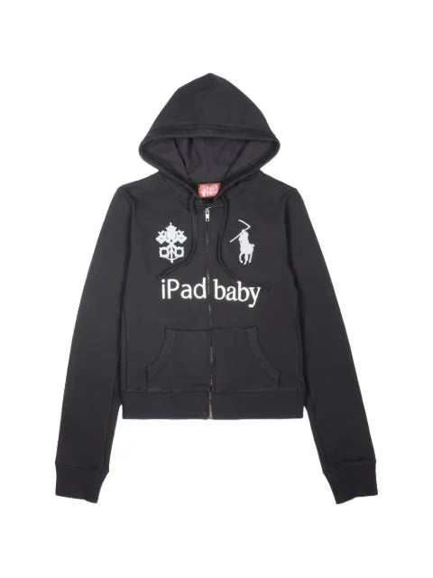 Praying logo-print zip-up hoodie