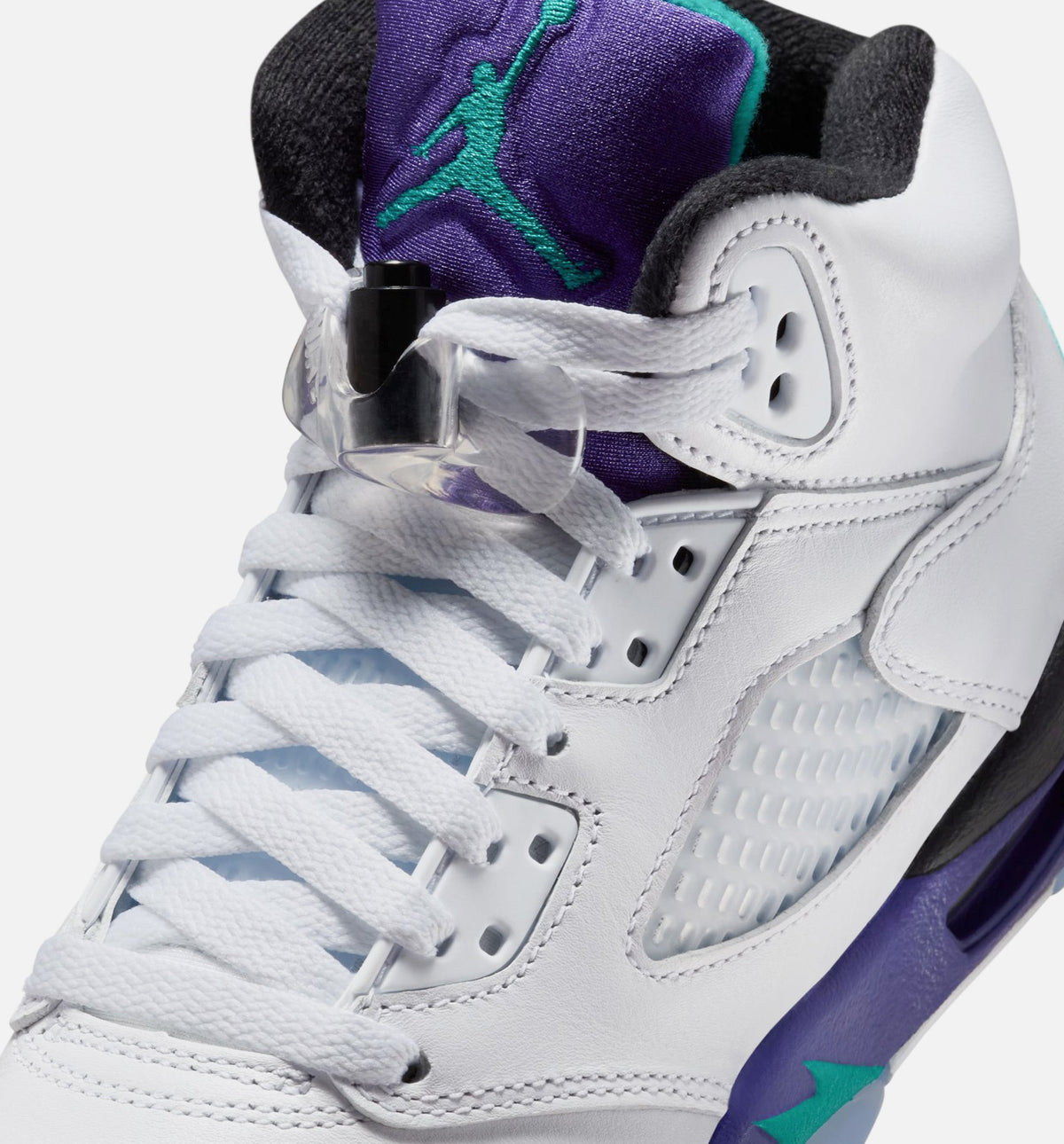Air Jordan 5 Retro Grape Grade School Sneakers - White/New Emerald/Grape Ice/Black