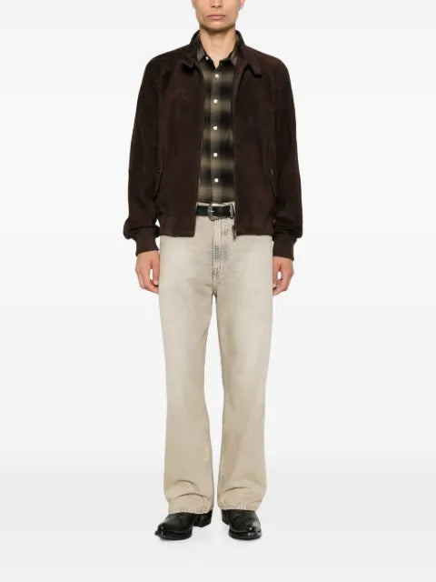 DSQUARED2 button-collar suede jacket