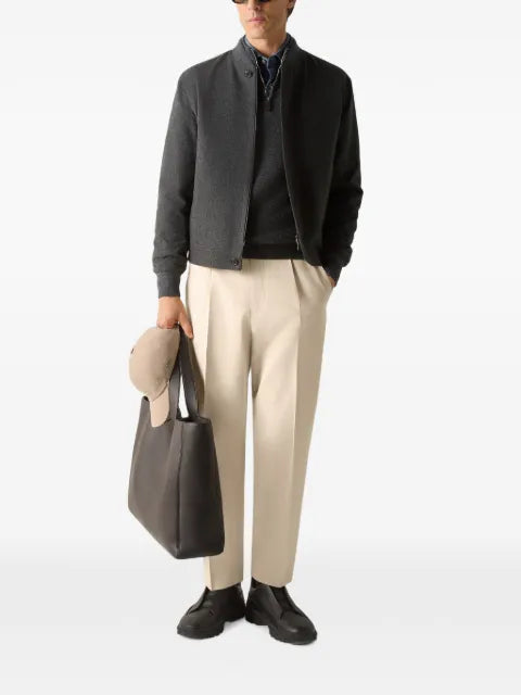 Zegna dark grey multimélange Oasi Cashmere Elements bomber jacket