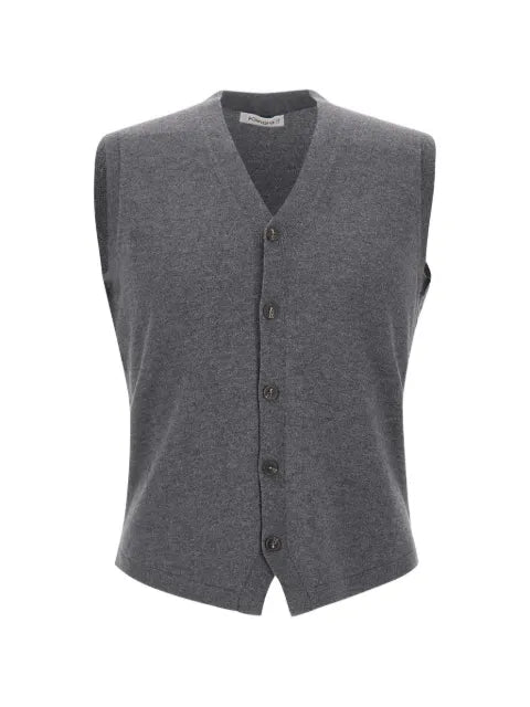 Kangra button-fastening ribbed-trim vest