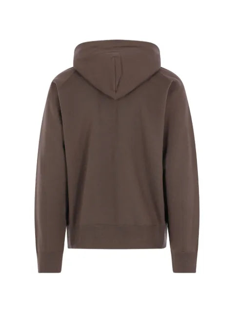 sacai zip-up drawstring cotton jersey hoodie