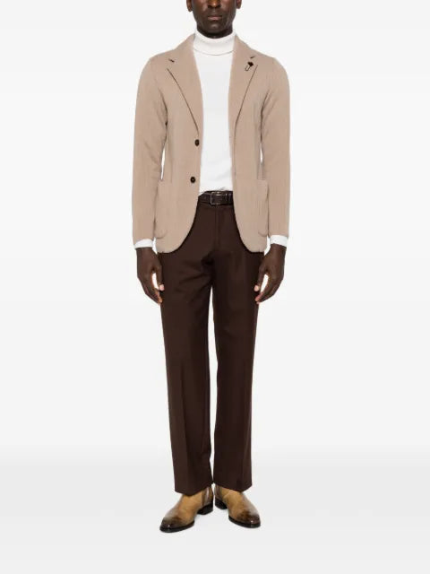 Lardini ribbed-knit single-breasted blazer