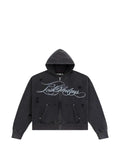 LOSTSHDWS distressed script-print hoodie