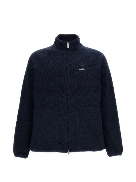 Les Deux fleece-texture logo-patch jacket