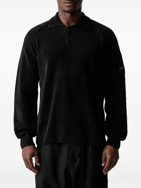 C.P. Company chenille cotton Lens polo sweater