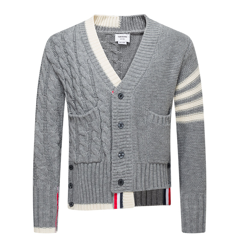 Classic Four-Bar Thickened Wool Cardigan | Thom Browne