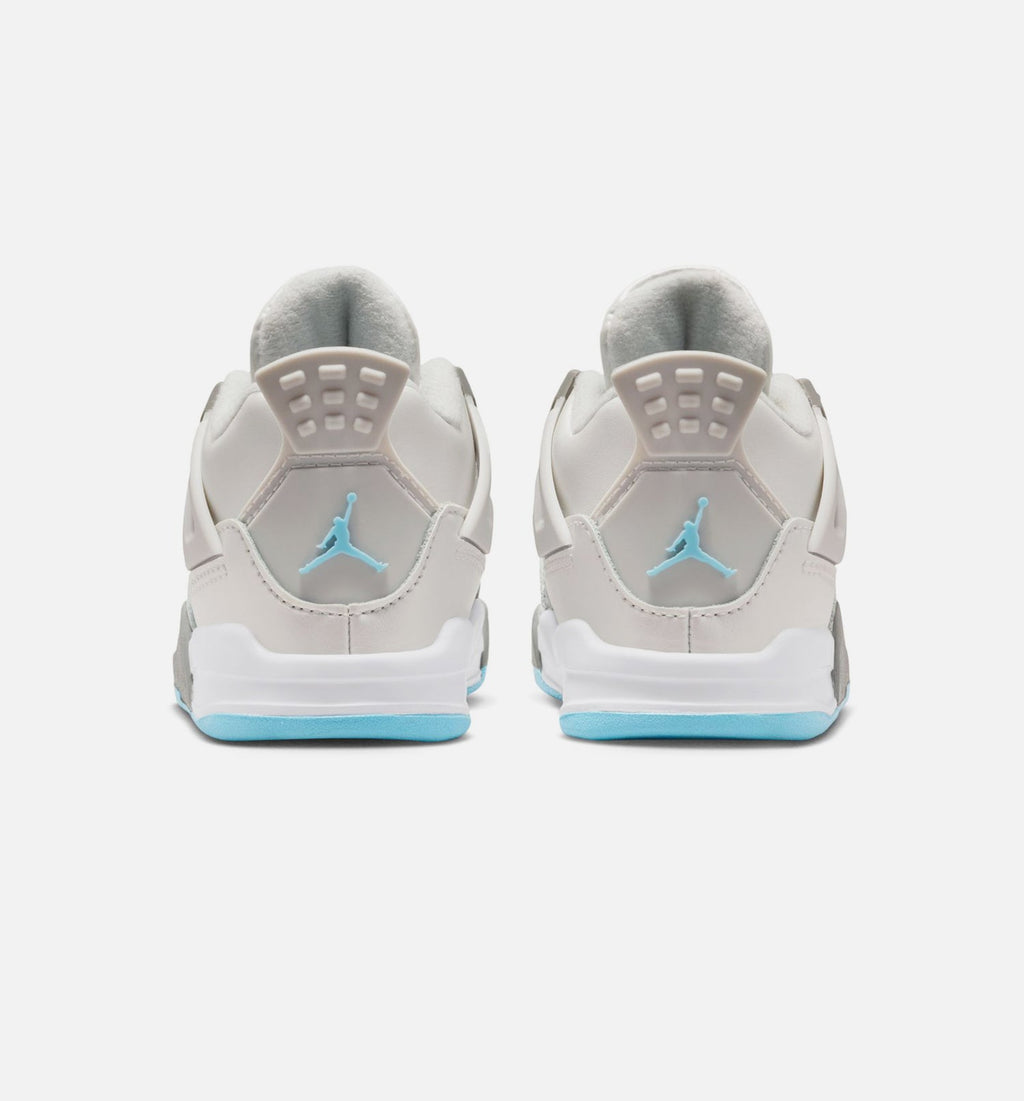Air Jordan 4 Retro Blue Chill Infant & Toddler Sneakers - Photon Dust/Blue Chill/Flat Pewter/White/Blue Tint