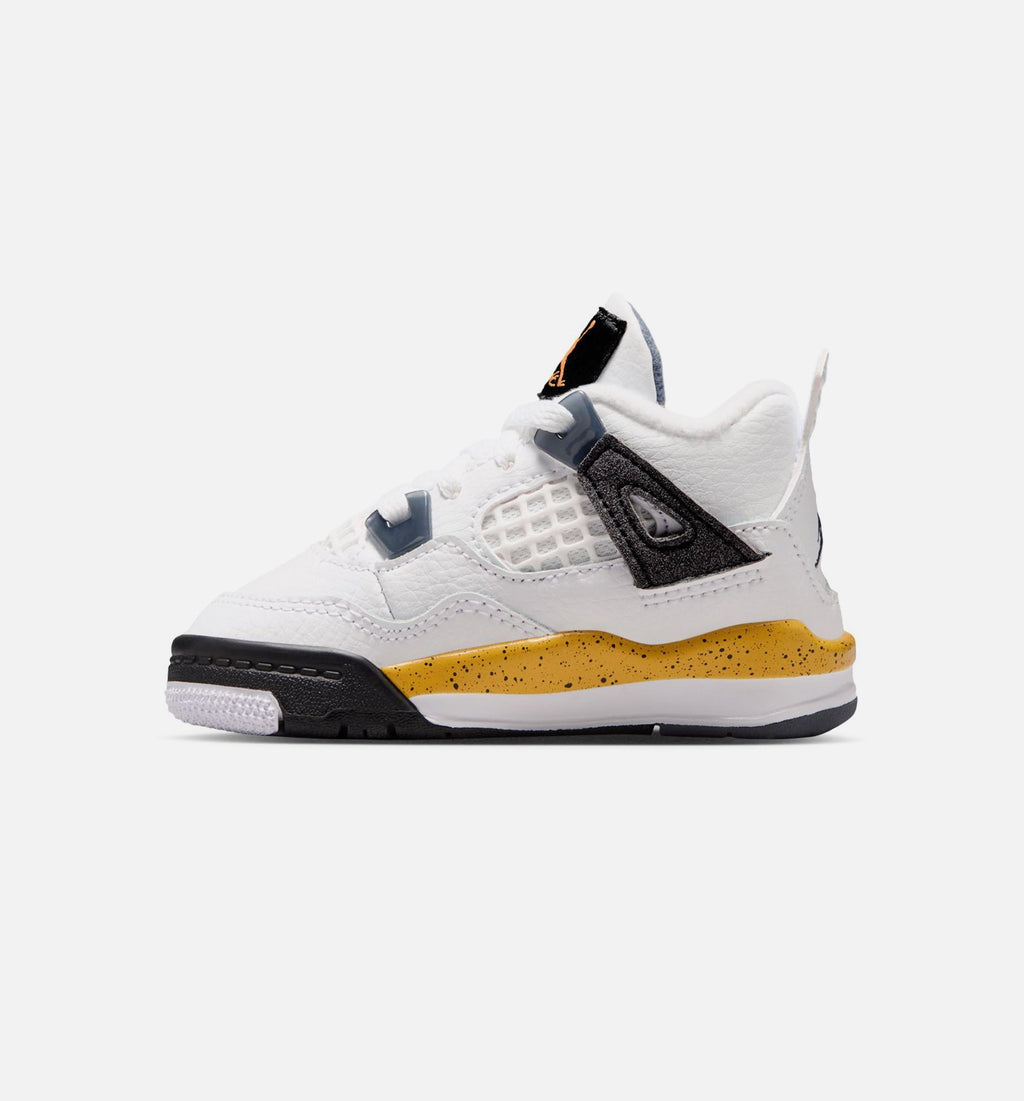 Air Jordan 4 Retro Rare Air Tour Yellow Infant/Toddler Shoes - White Dark Blue Grey Black Tour Yellow