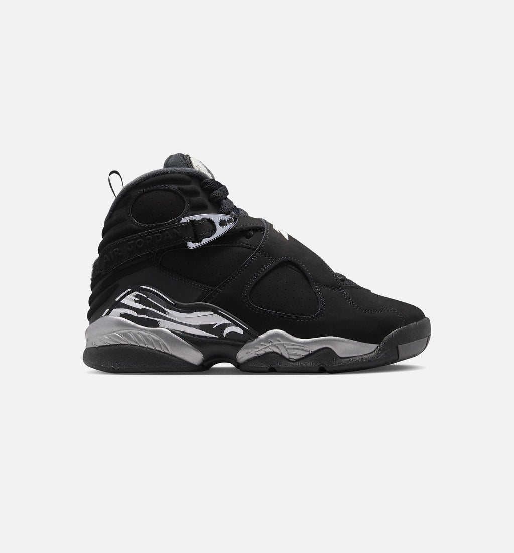 Air Jordan 8 Retro Chrome Black Big Kids' Lifestyle Shoes - Black/White/Light Graphite