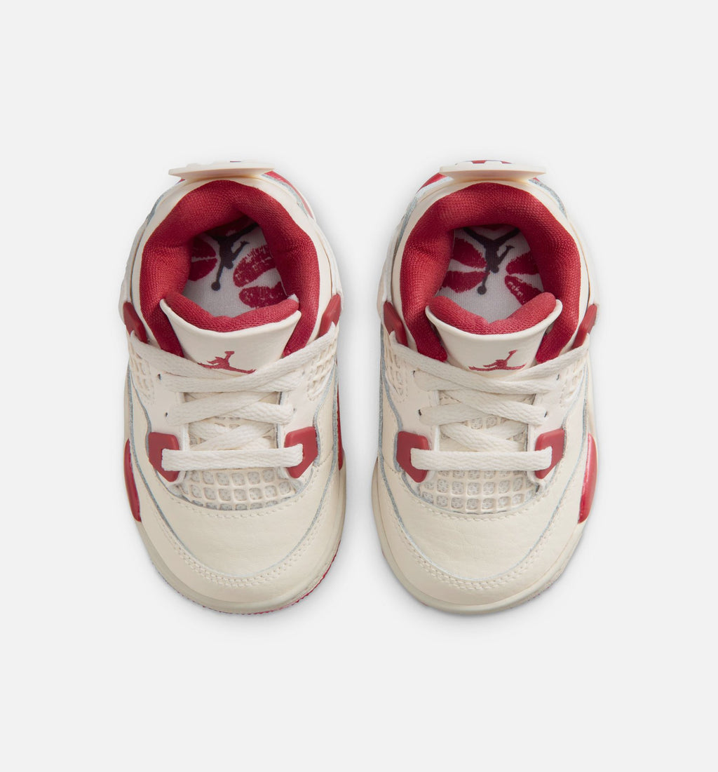 Air Jordan 4 Retro Valentine's Day Infant & Toddler Sneakers - Pale Ivory/Sierra Red/Tough Red