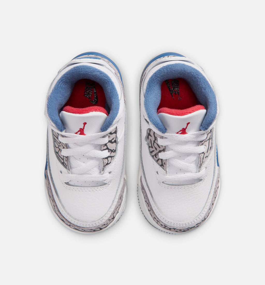 Air Jordan 3 Retro OG True Blue Infant & Toddler Sneakers - White/Fire Red/True Blue