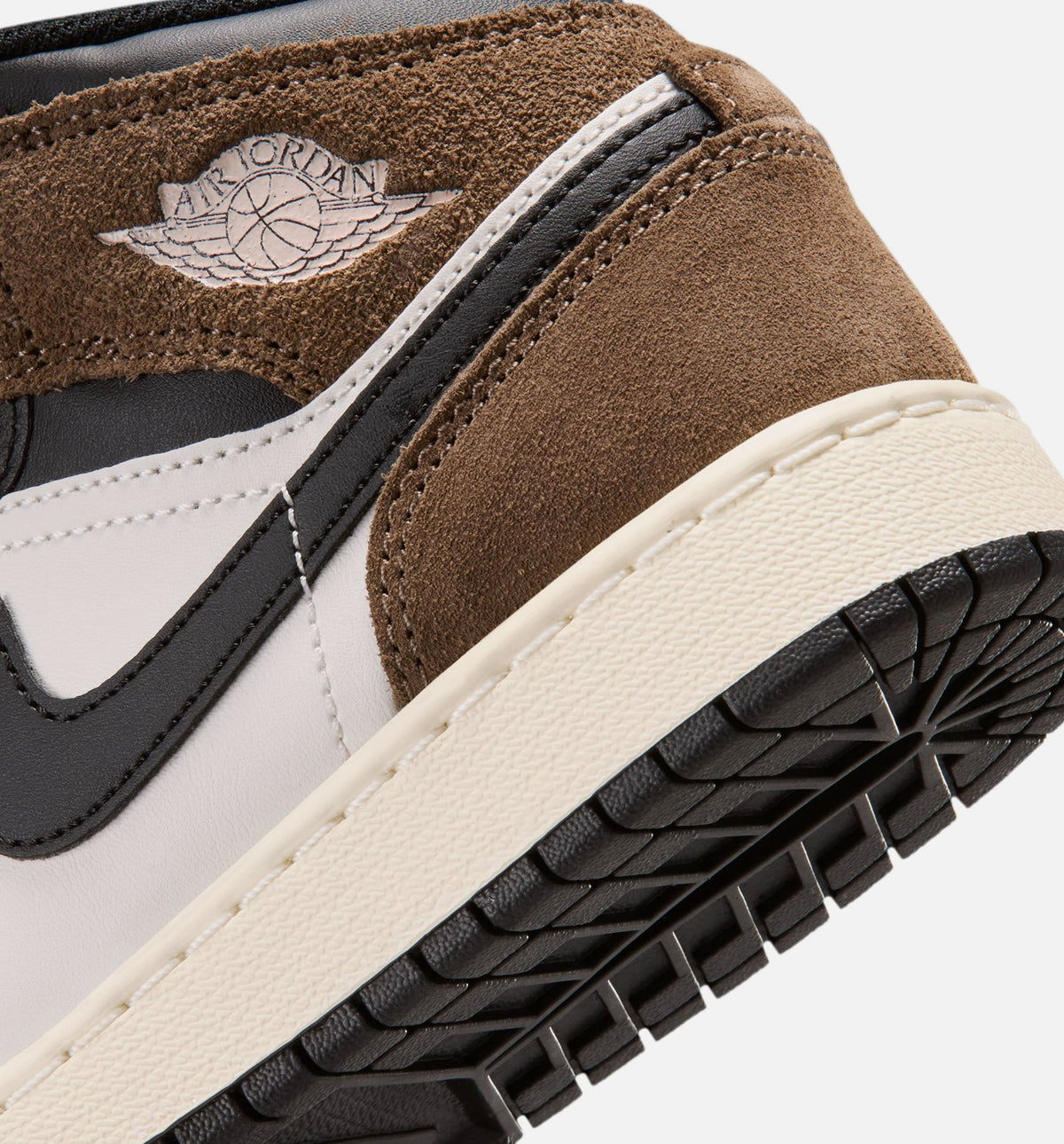 Air Jordan 1 Mid Grade School Lifestyle Shoes - Black Phantom Palomino University Red