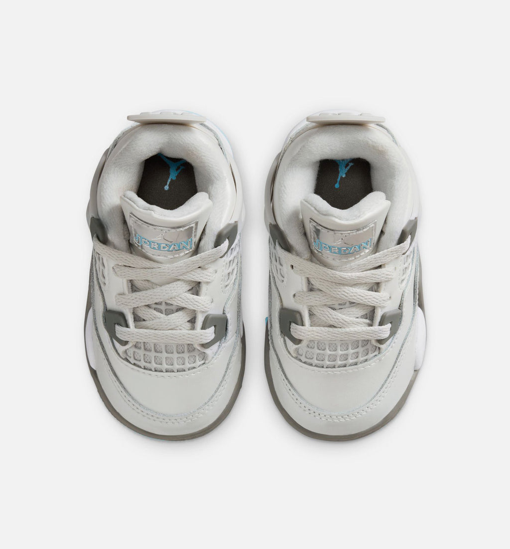 Air Jordan 4 Retro Blue Chill Infant & Toddler Sneakers - Photon Dust/Blue Chill/Flat Pewter/White/Blue Tint