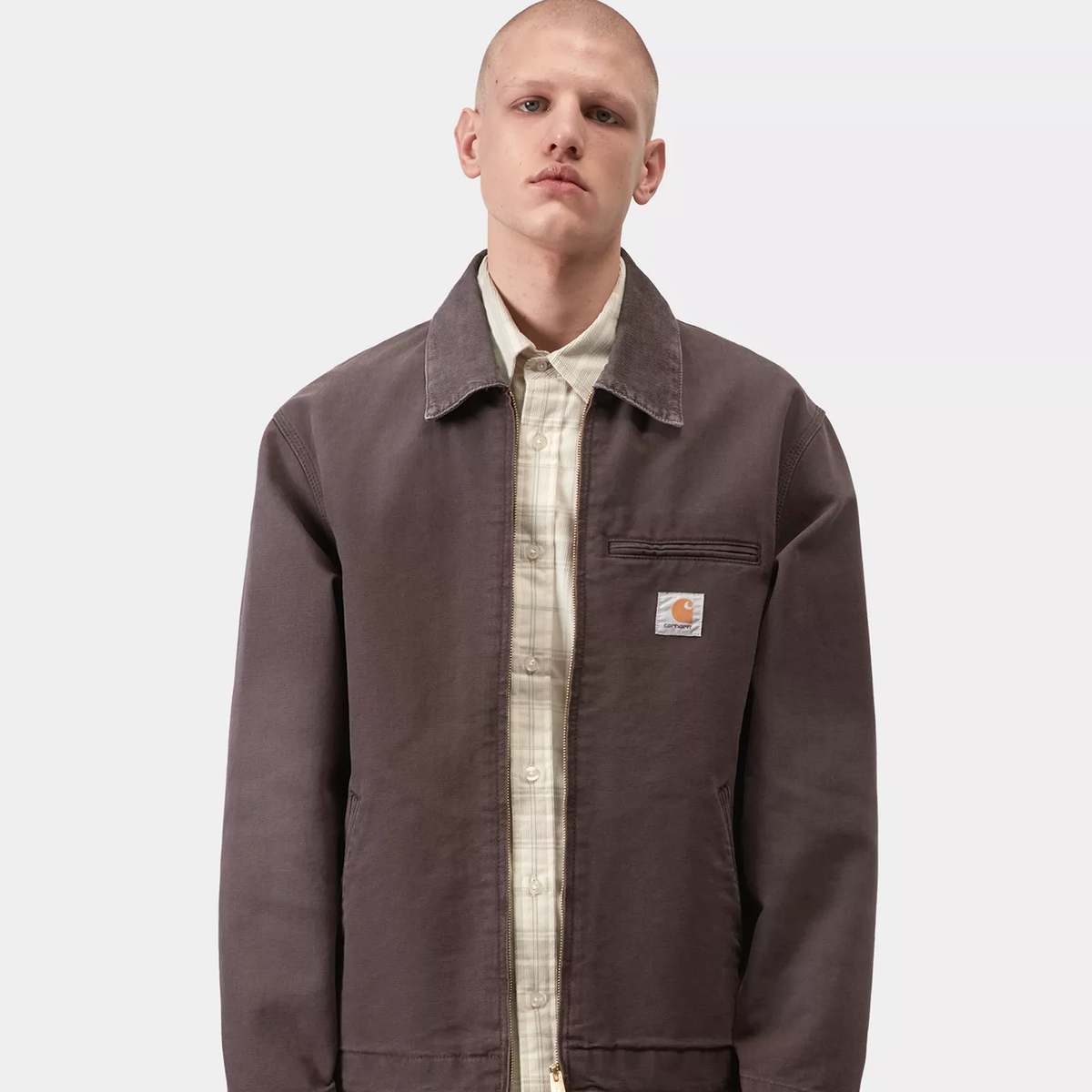 Carhartt WIP Detroit Jacket: Shale / Shale Stone Washed Canvas