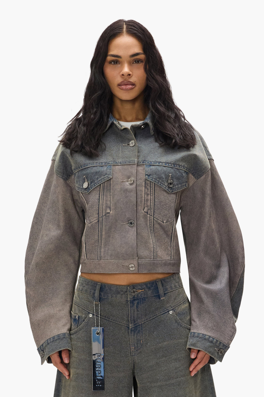 Mixed Denim & Leather Jacket