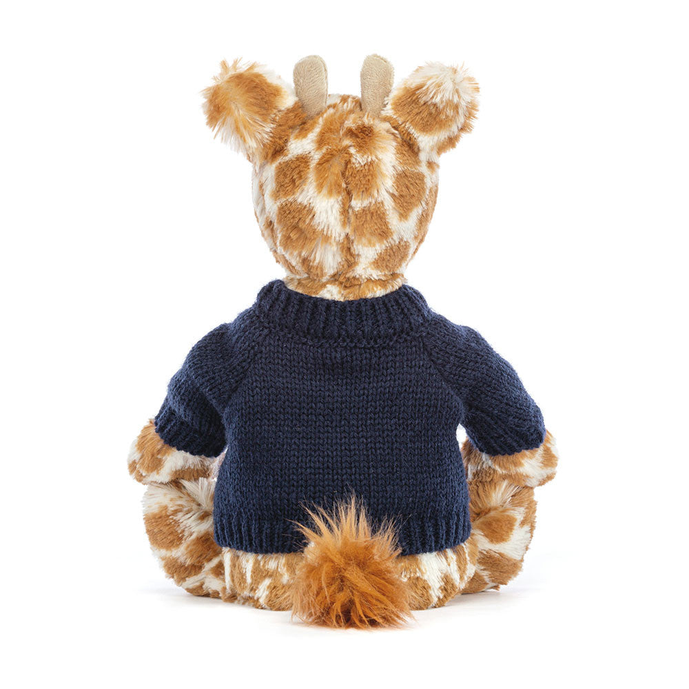 Bashful Giraffe with Personalized Navy Jumper