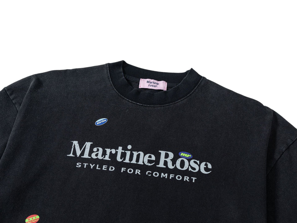 Martine Rose Washed Vintage Letter Print Crew Neck Short Sleeve Tee
