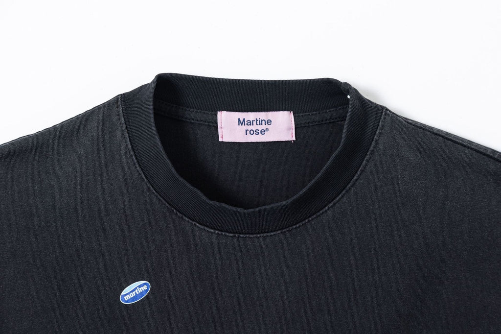 Martine Rose Washed Vintage Letter Print Crew Neck Short Sleeve Tee