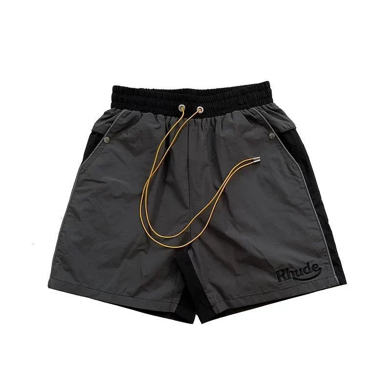Rhude Grey Color Block Nylon Shorts