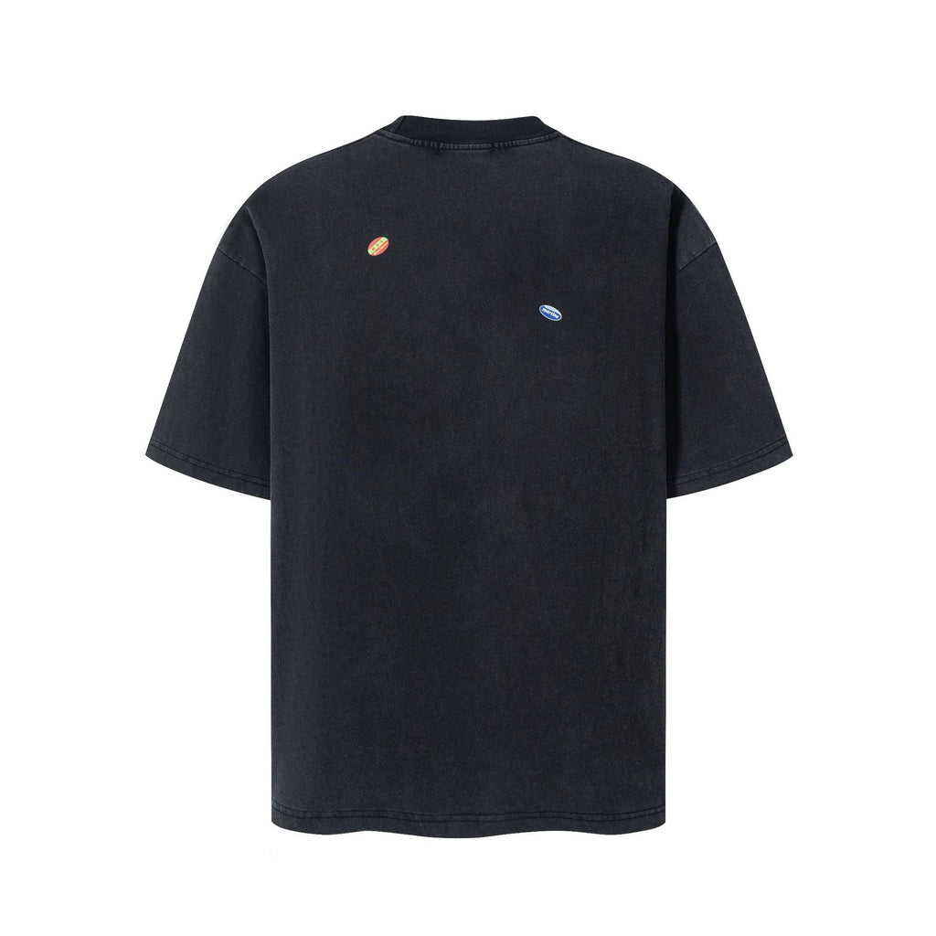 Martine Rose Washed Vintage Letter Print Crew Neck Short Sleeve Tee