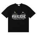 Rhude Yacht Club Regatta Flag Logo Black Oversized T‑Shirt