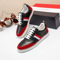 Tri-Stripe Leather Sneaker — Full-Grain Cowhide with Lambskin Lining