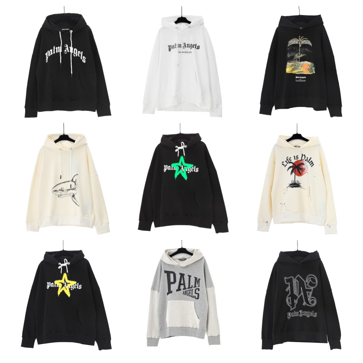 Palm Angels Logo Print Casual Unisex Pullover Hoodie