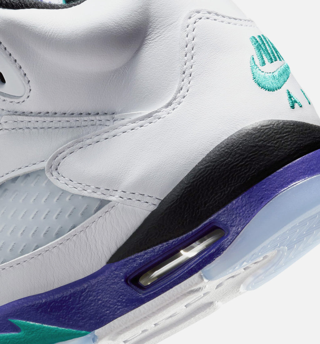 Air Jordan 5 Retro Grape Grade School Sneakers - White/New Emerald/Grape Ice/Black