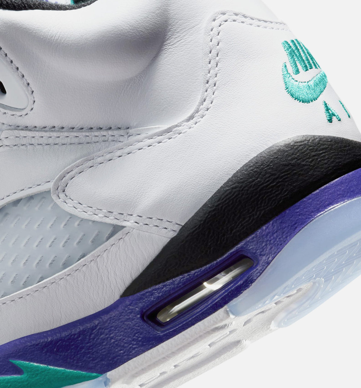 Air Jordan 5 Retro Grape Grade School Sneakers - White/New Emerald/Grape Ice/Black