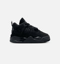 Air Jordan 4 Retro Black Cat Infant & Toddler Sneakers - Black/Light Graphite