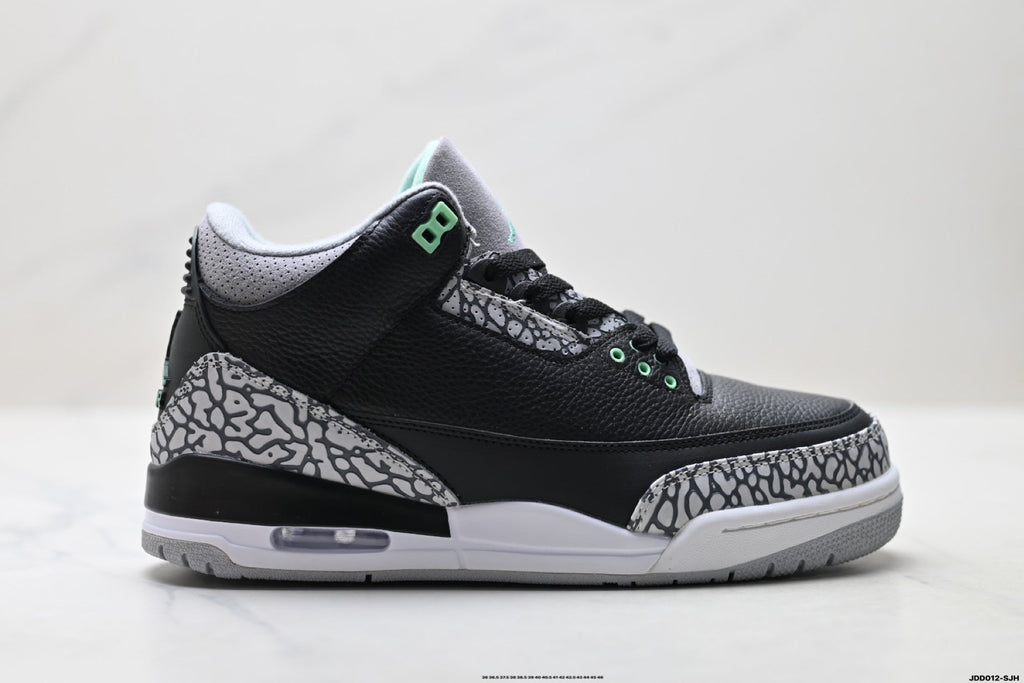 Air Jordan 3 Retro Black Green Cement Sneakers