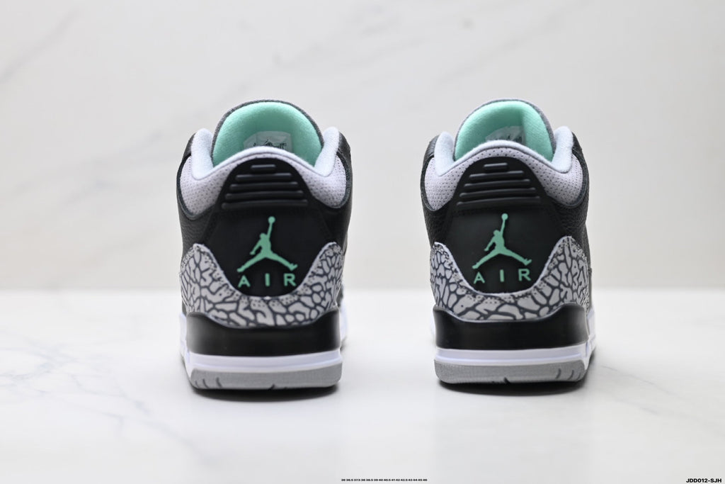 Air Jordan 3 Retro Black Green Cement Sneakers