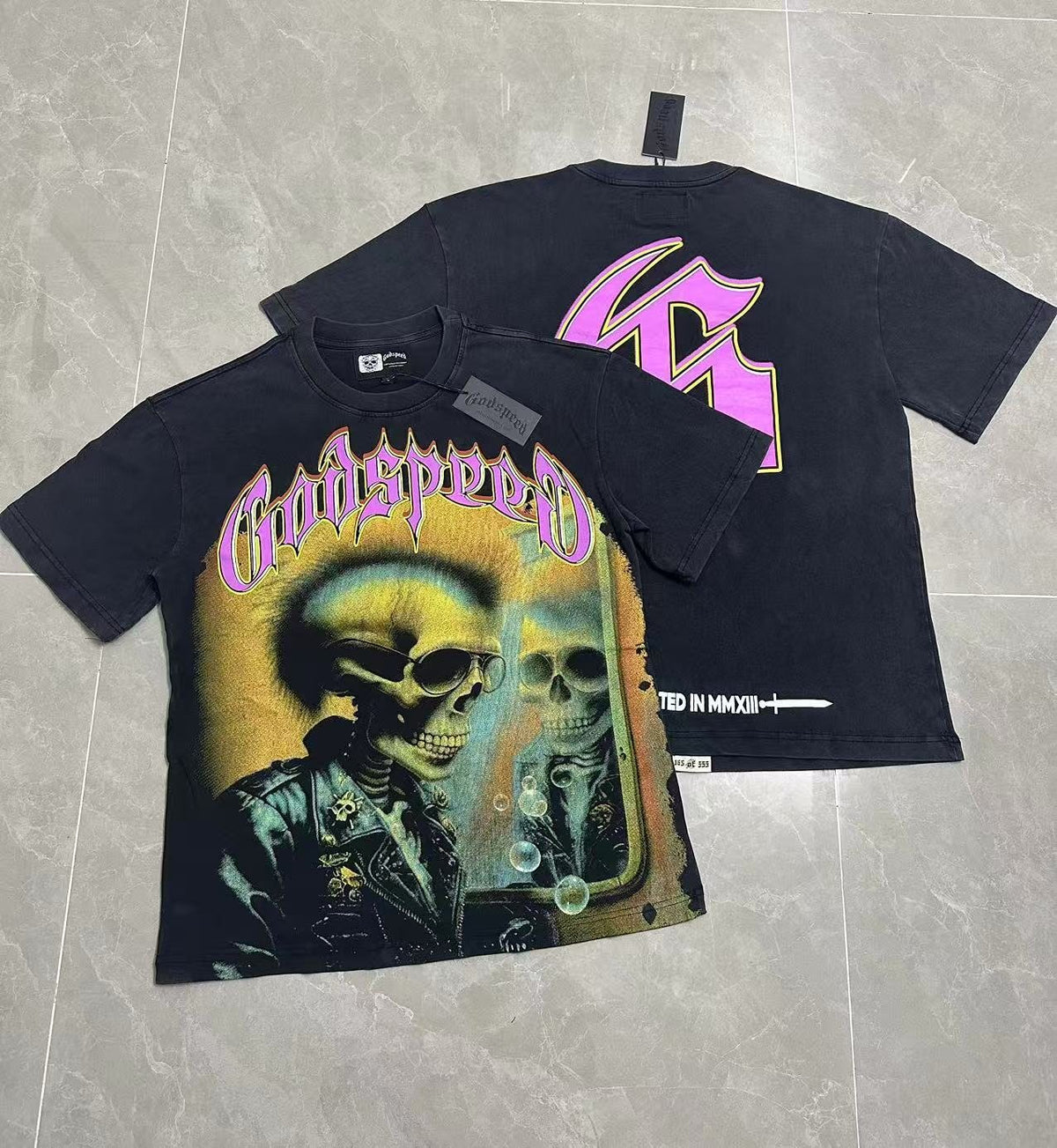 Godspeed Skeleton Graphic Washed Black T-Shirt