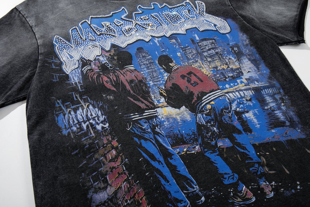 MAJESTIK Washed Black Tour Graphic T-Shirt