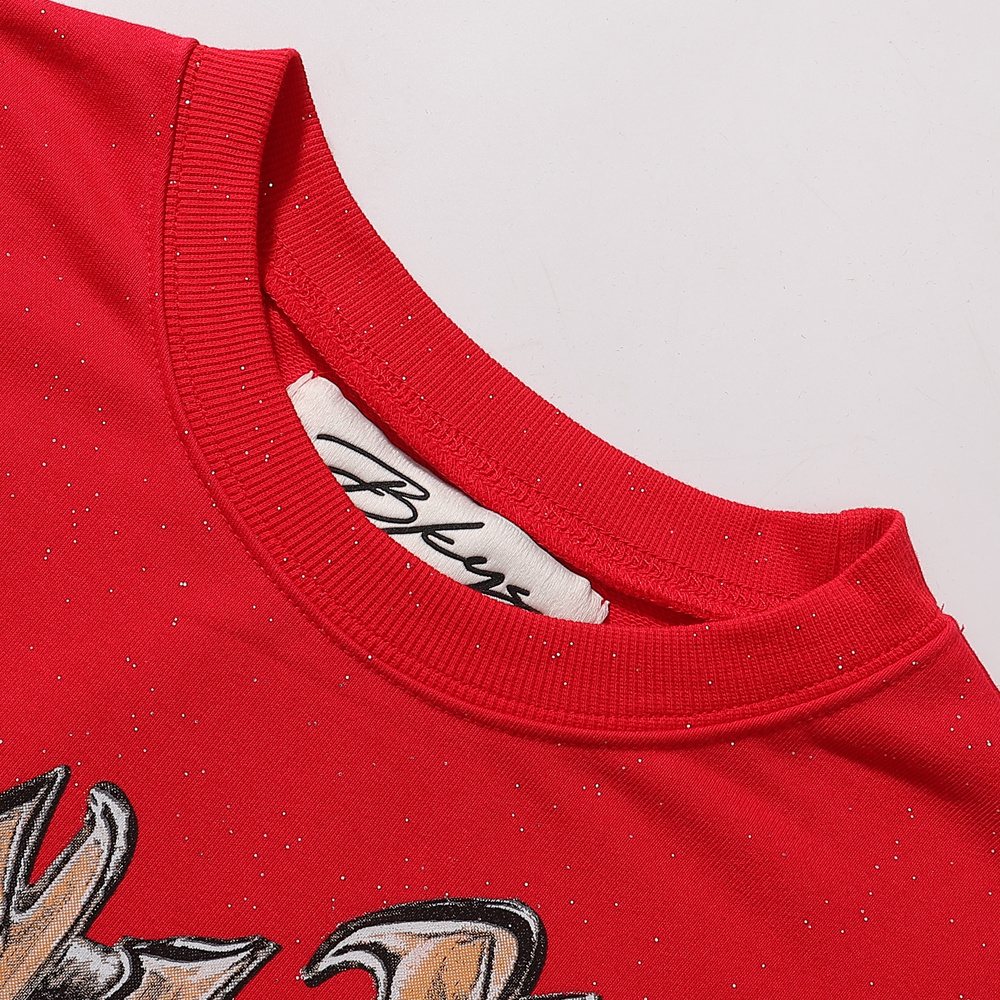 BKYS Revival Money Race Rhinestone Cropped Short-Sleeve T-Shirt