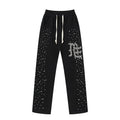 Mixed Emotion Rhinestone Logo Sweatpants