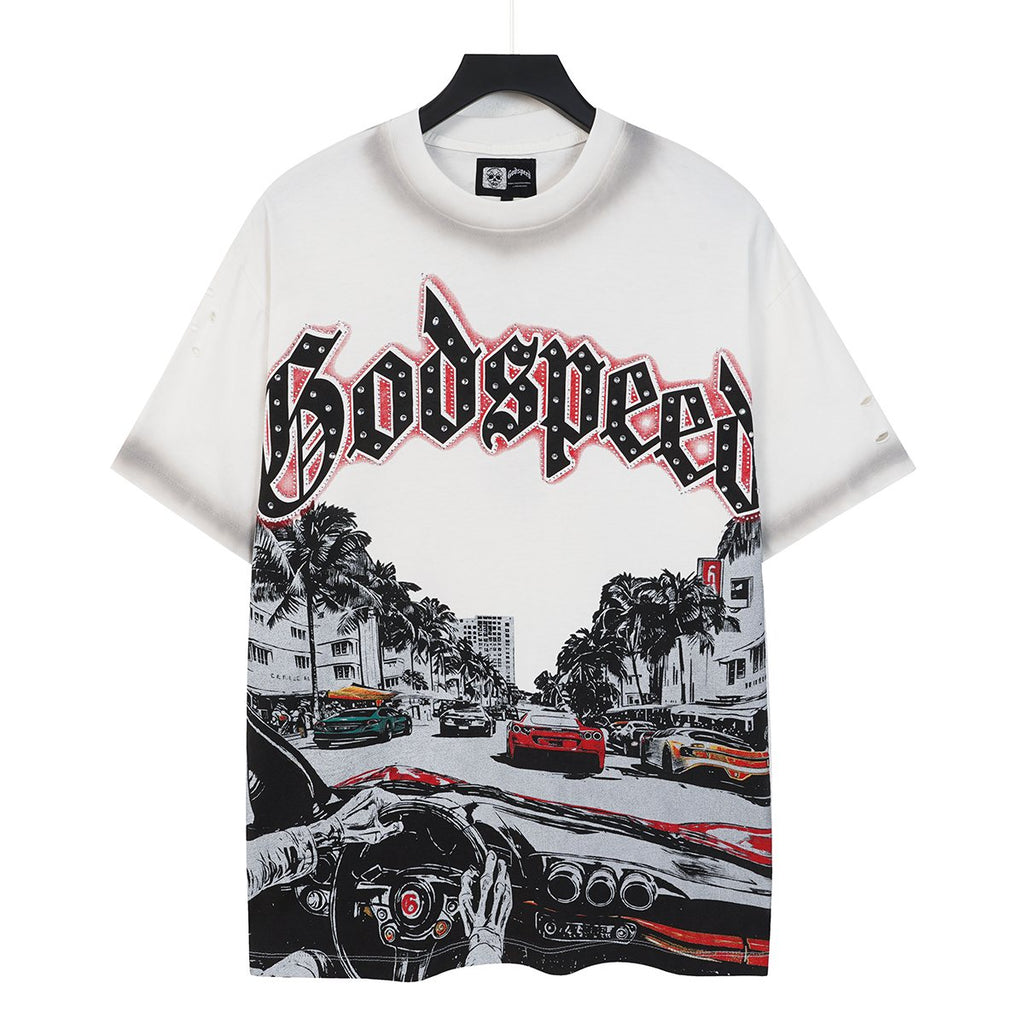 Godspeed Washed Car & Key Graphic Short-Sleeve T-Shirt
