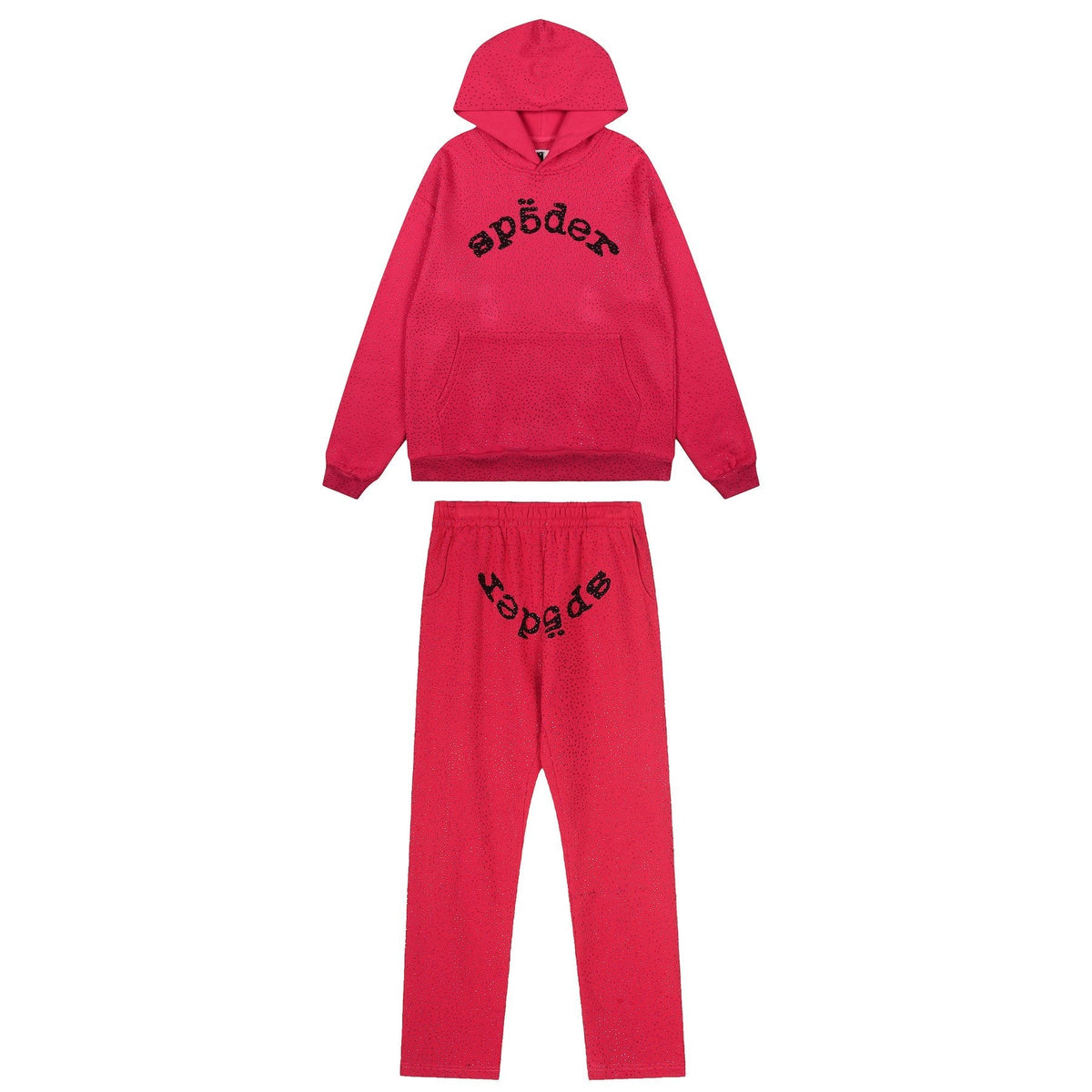 Sp5der Rhinestone Hoodie & Pants Matching Set